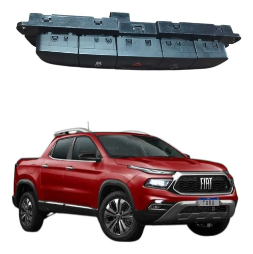 Comando Botão Pisca Alerta Controle Tração Fiat Toro 2020 Pr Preto