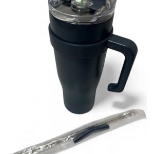 Copo Térmico Inox 1,2l Com Tampa E Canudo E Alça. Azul-escuro Lisa