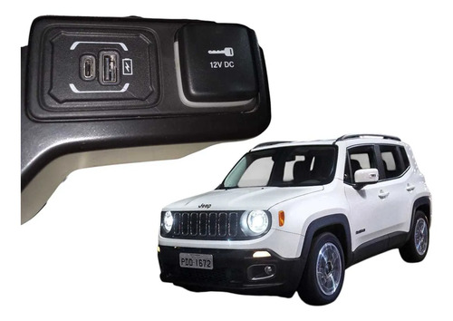 Tomada Acendedor Entrada Usb Auxiliar Jeep Renegade 2016 22 Preto