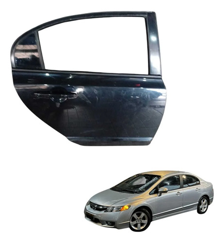 Pota Traseira Direita C/maçaneta New Civic 2007/10 Traseira Direita Azul